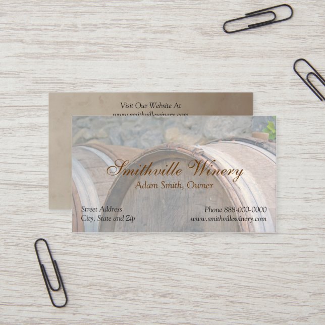 Wine Barrels Winery Business Card (Front/Back In Situ)