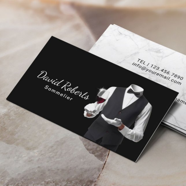 Wine Bartender Professional Sommelier Classy Black Business Card (Creator Uploaded)