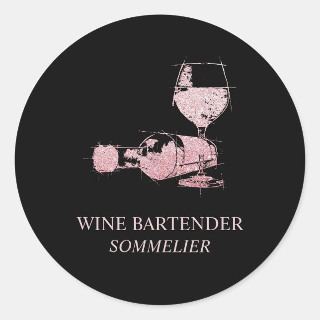 Wine Bartender Sommelier Waitress Rose Gold Classic Round Sticker (Front)
