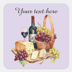 Wine basket add text square sticker