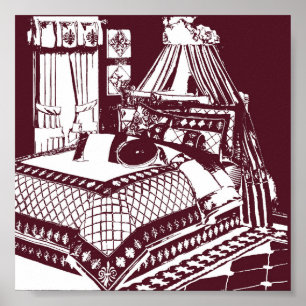Wine Bedroom Sketch Poster