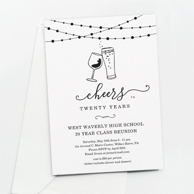 Wine & Beer Cheers to Any Year Class Reunion Invitation (Creator Uploaded)
