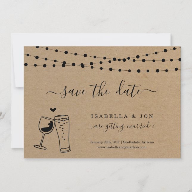 Wine & Beer Toast Save the Date Announcement (Front)