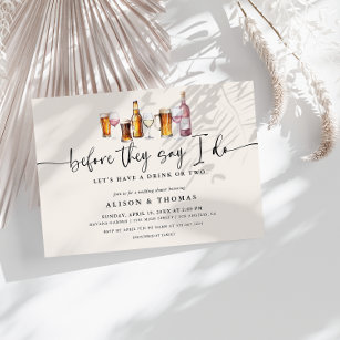 Wine & Beer Wedding Shower   Engagement Party Invitation