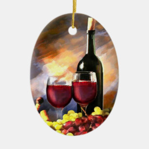 Wine Before and After Ceramic Tree Decoration