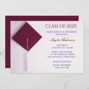 Wine Berry Graduation Cap Invitation