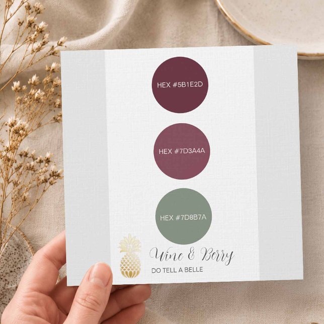 Wine & Berry Wedding Colour Palette Invitation (Wine berry fall wedding colors with sage green)