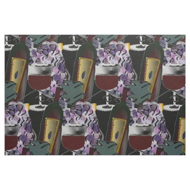 Wine Beverage and Grapes Fabric (Fat Quarter)