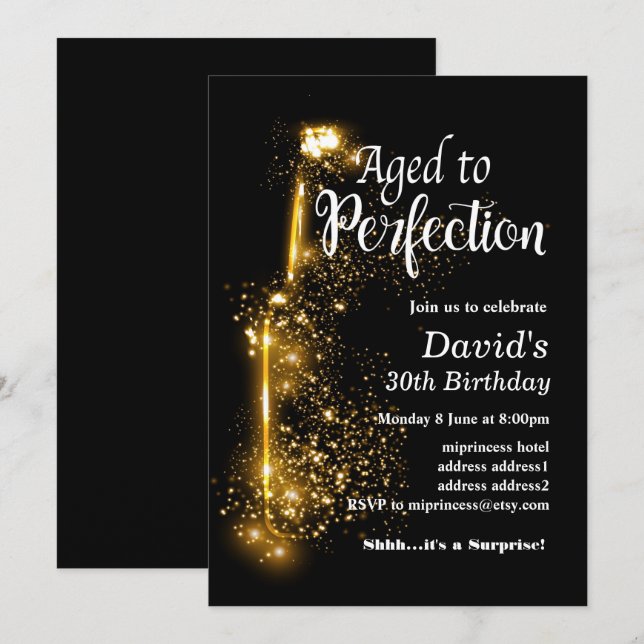 Wine birthday invitation, Aged to Perfection Invitation (Front/Back)