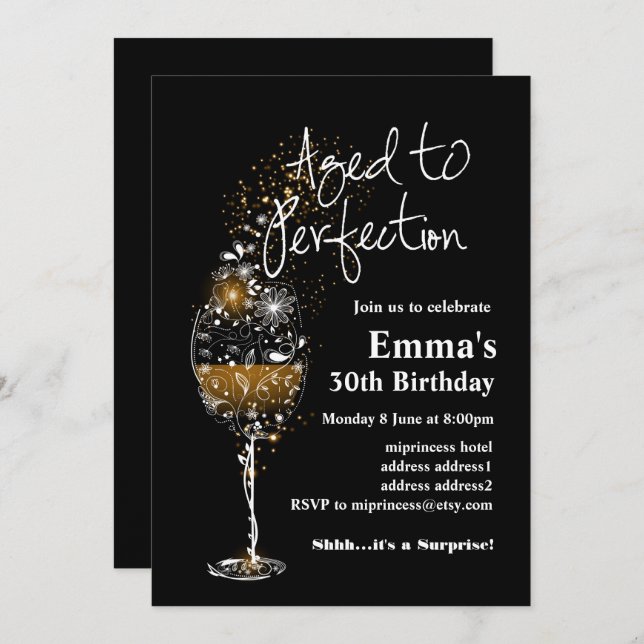 Wine birthday invitation, Aged to Perfection Invitation (Front/Back)