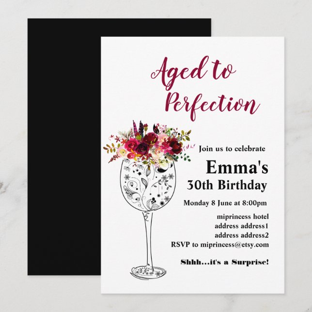 Wine birthday invitation, Aged to Perfection Invitation (Front/Back)