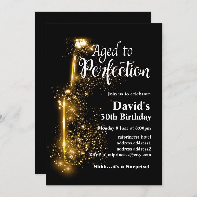 Wine birthday invitation, Aged to Perfection Invitation (Front/Back)