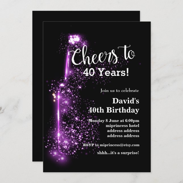 Wine birthday invitation, cheers to any years! invitation (Front/Back)