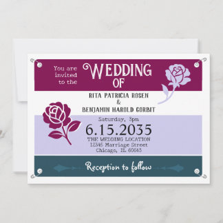 Wine Blue Roses Runner Race Bib Marathon Wedding Invitation