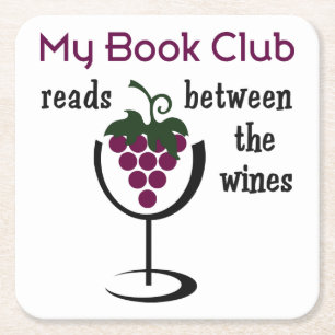 Wine Book Club Square Paper Coaster