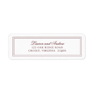 Wine Bordeaux Modern Minimalist Return Address Label