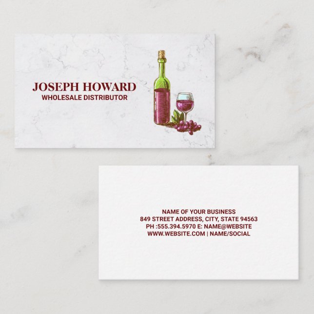 Wine Bottle and Glass Business Card (Front/Back)