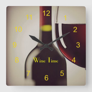 Wine Bottle and Glass Design Wall Clock