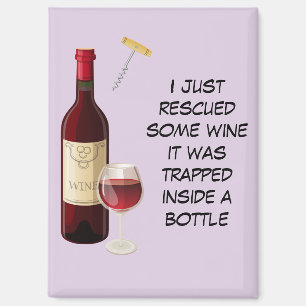 Wine bottle and glass illustration magnet