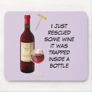 Wine bottle and glass illustration mouse pad