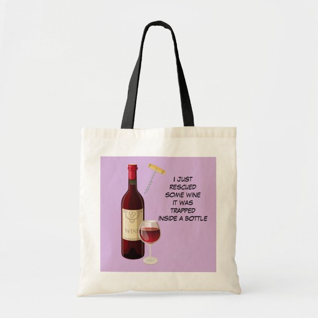 Wine bottle and glass illustration tote bag (Front)