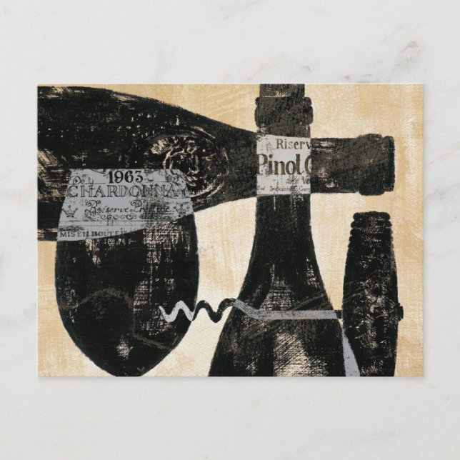 Wine Bottle and Glass Postcard (Front)