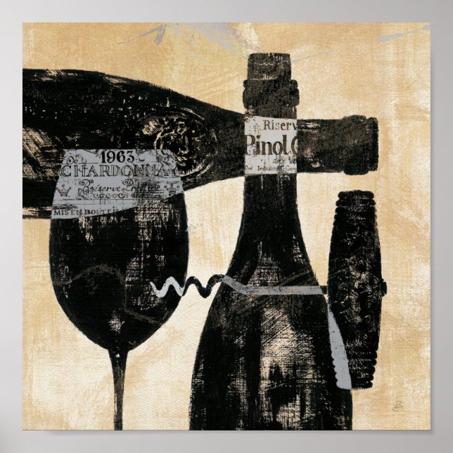 Wine Bottle and Glass Poster (Front)