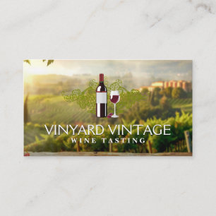 Wine Bottle and Glass   Vineyard Estate Business Card