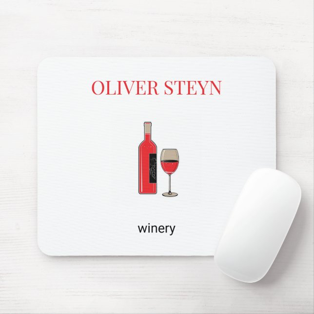 Wine bottle and glass white mouse pad (With Mouse)