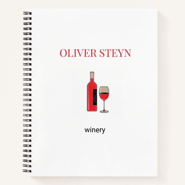 Wine bottle and glass white notebook (Front)