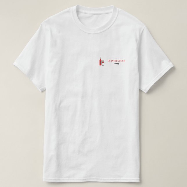 Wine bottle and glass white T-Shirt (Design Front)
