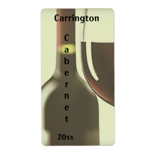 Wine Bottle and Glass Wine Label