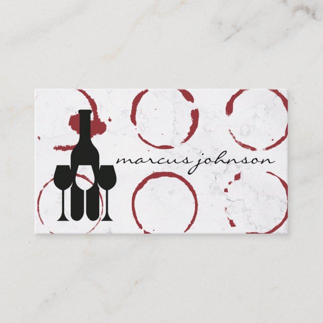 Wine Bottle and Glasses | Wine Stain Business Card (Front)