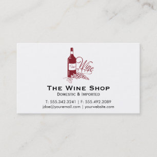 Wine Bottle and Grapes Business Card
