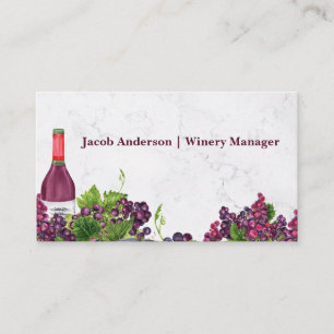 Wine Bottle and Grapes on the Vine Business Card