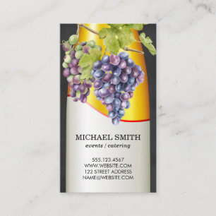 Wine Bottle and Grapes on Vine Business Card
