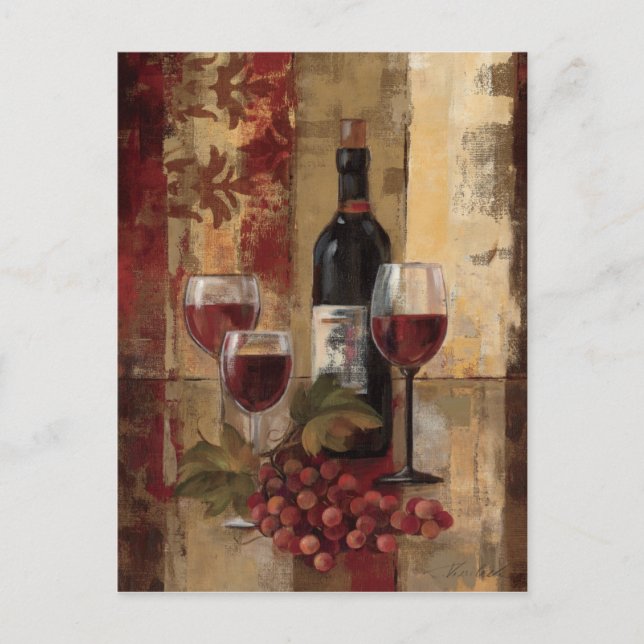 Wine Bottle and Wine Glasses Postcard (Front)