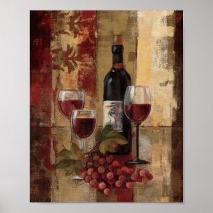 Wine Bottle and Wine Glasses Poster