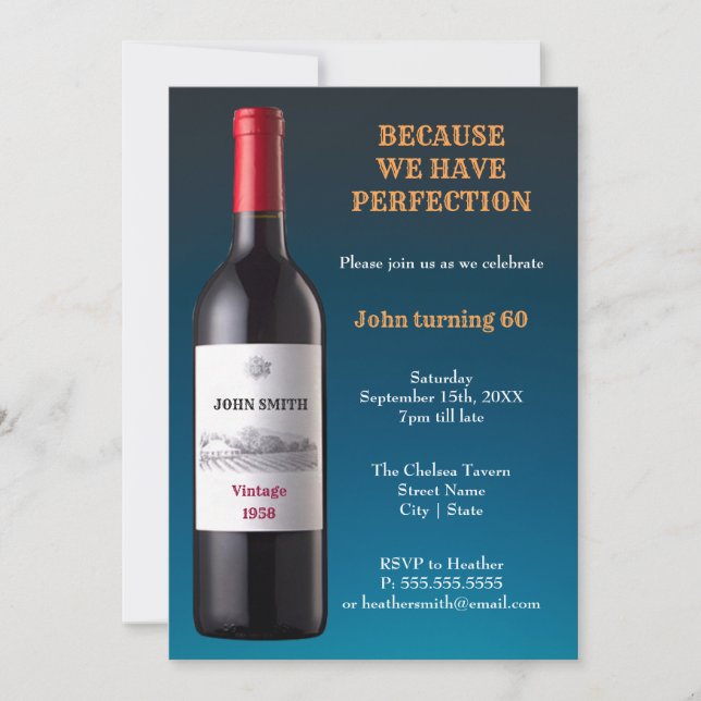 Wine Bottle Because We Have Perfection Invitation (Front)