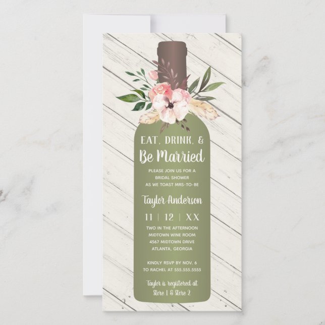 Wine Bottle Bridal Shower Invitation (Front)