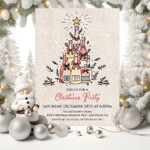 Wine Bottle Christmas Tree Holiday Party Invitation
