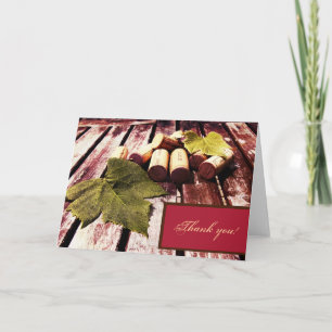 Wine bottle corks and grape leaf thank you card