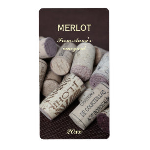 Wine bottle corks bottle label
