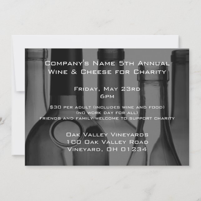 Wine Bottle Corporate Event Invitations (Front)