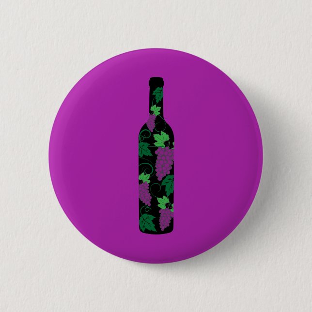 Wine Bottle Dark 6 Cm Round Badge (Front)