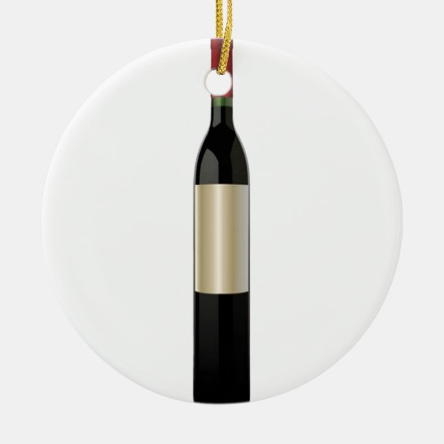 Wine bottle design ceramic ornament (Front)