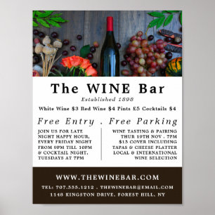 Wine Bottle Display, Wine Bar/Winery Advertising Poster