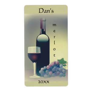 Wine Bottle Glass Grapes Label