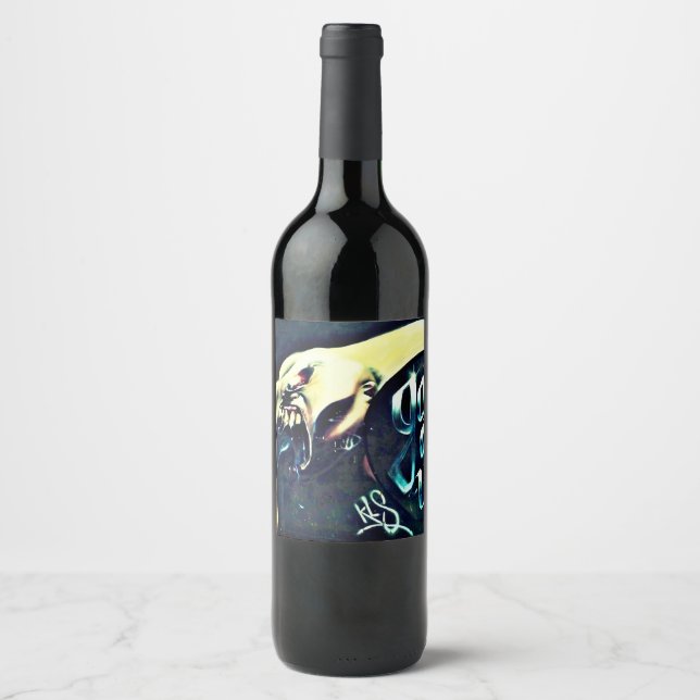 Wine Bottle Graffiti Art Label (Front)