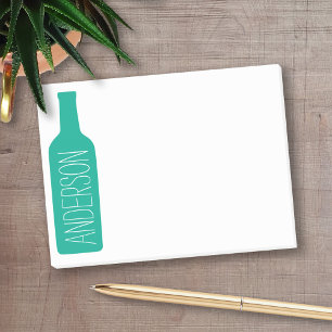 Wine Bottle Illustration - Modern White Name Post-it Notes